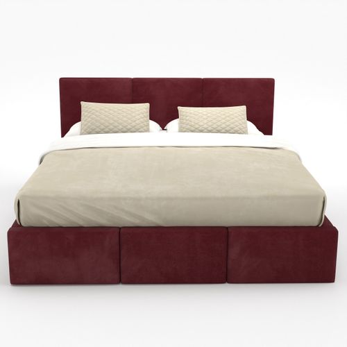 ŁÓŻKO TAPICEROWANE DO SYPIALNI 180x200 ŁÓŻKO PODWÓJNE Z POJEMNIKIEM BORDOWE na Arena.pl