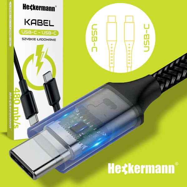 Kabel Usb C-C 3A Heckermann 610Cc zdjęcie 6