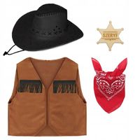 STRÓJ SZERYF KOWBOJ KAMIZELKA KAPELUSZ 116-128