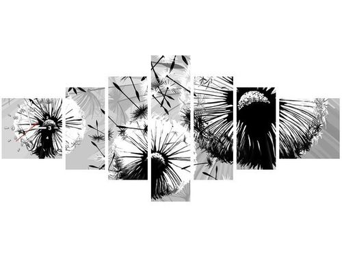 70CM 160CM ZEGAR 7 ELEME BIAŁE DMUCHAWCE SZARYM TLE DRUK OBRAZ na Arena.pl