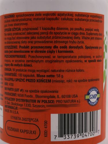 Gotu Kola 450mg - Now - 100kaps na Arena.pl