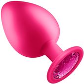 KOREK ANALNY Z KRYSZTAŁEM CIEPŁY SILIKON - rozmiar M RÓŻOWY