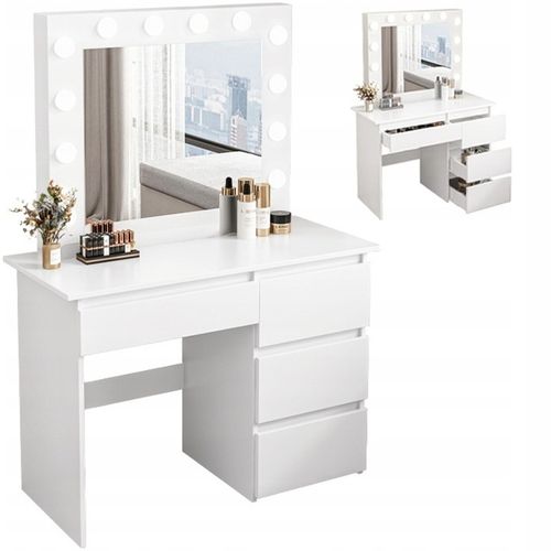 TOALETKA DO MAKIJAŻU WIZAŻU KOSMETYCZNA Z LUSTREM LED NOWOCZESNA LOFT na Arena.pl