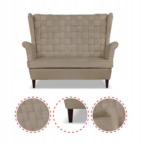 Zestaw wypoczynkowy Carol sofa fotele pufy paski beżowy na Arena.pl