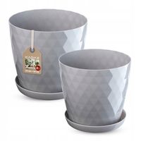 KADAX Doniczka Z Podstawką Szara Zestaw 25cm+30cm