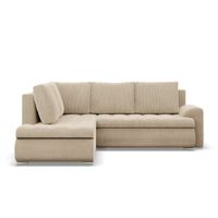 Narożnik z otomaną, lewy, BOSCO, sztruks, 230x200x89, beżowy | TYLETEGOTU