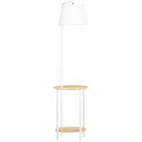 Lampa podłogowa z 2 półkami, włącznik nożny, 40 W. E 27, naturalny + biały