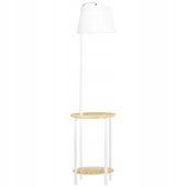 Lampa podłogowa z 2 półkami, włącznik nożny, 40 W. E 27, naturalny + biały
