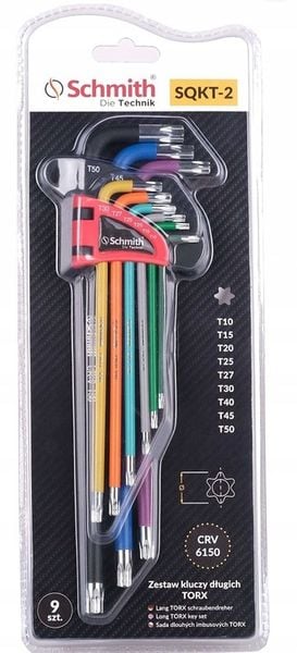 KLUCZE IMBUSOWE TORX DŁUGIE IMBUS T10-T50 ZESTAW 9szt Z OTWOREM SCHMITH zdjęcie 5