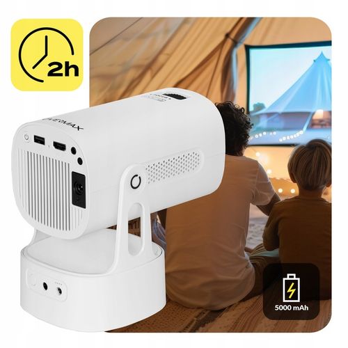 PROJEKTOR RZUTNIK ANDROID TV WIFI BEZPRZEWODOWY OBROTOWY LED PRZENOŚNY na Arena.pl