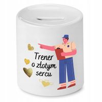 Dla Trenera Prezent Skarbonka O Złotym Sercu Z Nadrukiem Ze Zdjęciem Z Nadr