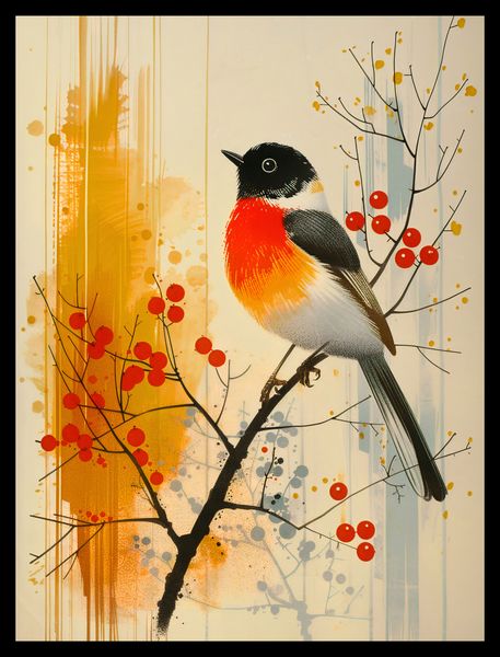 Plakat 30x40cm Jesienny Rudzik zdjęcie 2