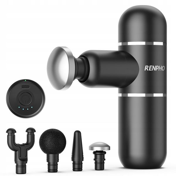 Pistolet do masażu RENPHO C5 MINI metal 4 końcówki czarny zdjęcie 2