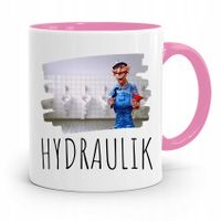 Kubek Różowy Prezent Dla Najlepszego Hydraulika Z Nadrukiem Ze Zdjęciem
