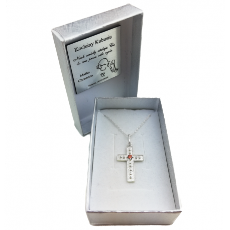 SREBRNY KRZYŻYK OZDOBNY Z CYRKONIĄ SREBRO PRÓBY 925 DOSTĘPNY W RÓŻNYCH KOLORACH zdjęcie 8