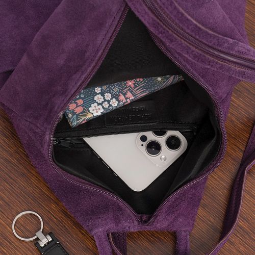 VERA PELLE plecak damski zamszowy trójkątny z suwakiem V010 c.fioletowy na Arena.pl