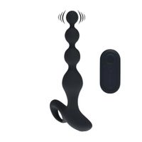 Remote Control Beaded Vibrating Silicone Anal Plug - Black