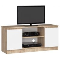 Szafka rtv, półki, NOVA, 120x40x55 cm, dąb sonoma, biel, mat | TYLETEGOTU