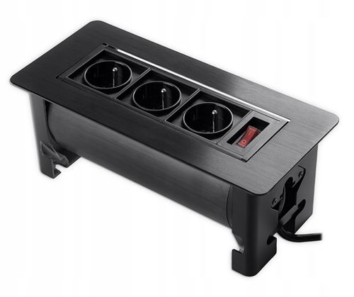 Gniazdo blatowe wpuszczane do biurka obrotowe mediaport 230v SPS-O33B na Arena.pl