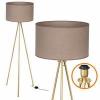 Lampa Podłogowa Trigni Złota Mat 136cm Cerlux Beżowy SOFT abażur 40/25