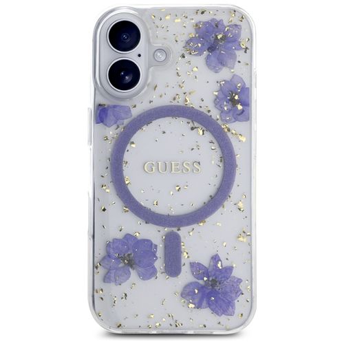 Etui Guess Resin Flowers Glitter MagSafe do iPhone 16 fioletowy na Arena.pl