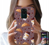 ETUI DO XIAOMI NOTE 9 - CASE Z KAWĄ ROGALIKAMI I ZIARNAMI W TLE