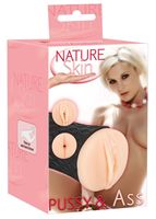 masturbator nature skin z pochwą i odbytem skóra 14 cm