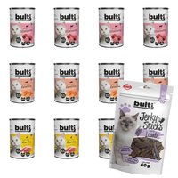 BULTI mokra karma dla psa Wołowina Kaczka Łosoś 12x400g + Jerky Jagnięcina