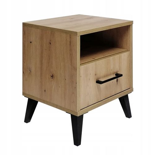 SZAFKA NOCNA KASZMIR BEŻOWY STOLIK NOCNY SZUFLADA LED Z PÓŁKĄ DO na Arena.pl