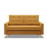 Sofa rozkładana, MILO, velvet, 152x92x92 cm, żółty | TYLETEGOTU