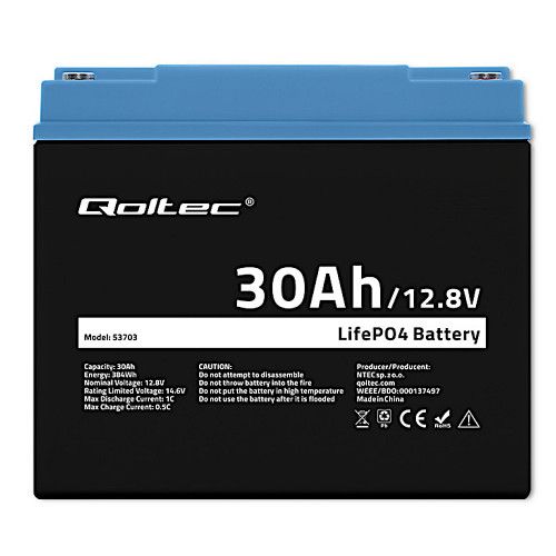 AKUMULATOR LIFEPO4 QOLTEC 12V BMS 30AH zdjęcie 1
