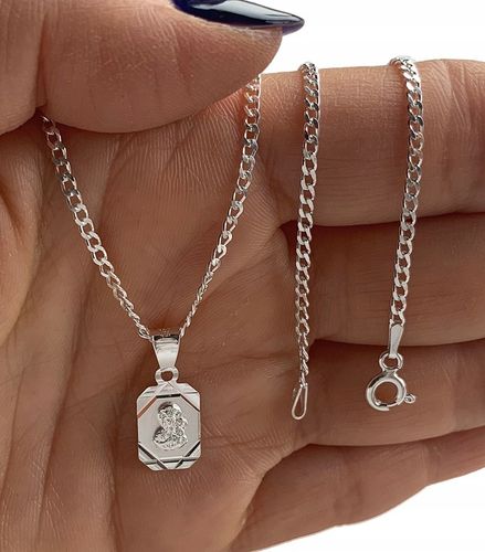 Łańcuszek srebrny Medalik komunijny MATKA BOSKA na Komunię czy Chrzest 45cm na Arena.pl