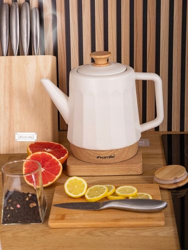 CZAJNIK ELEKTRYCZNY BEZPRZEWODOWY CERAMICZNY KAMILLE 1500 W 1,5 L na Arena.pl