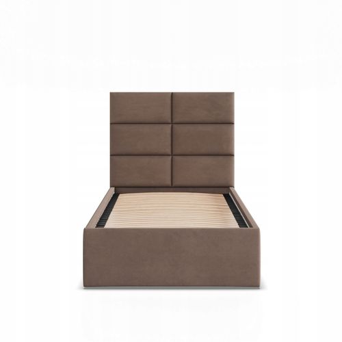 Łóżko Ramowe YORK BRĄZOWE JEDNOOSOBOWE Tapicerowane Pojedyncze VELVET na Arena.pl