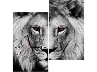 60X60CM ZEGAR LWIE SPOJRZENIE OBRAZ DREWNO ŚCIAN KWADRAT