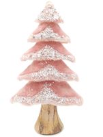 CHOINKA Z BROKATEM DEKORACJA GLAMOUR FUTERKO 38 cm RÓŻOWA