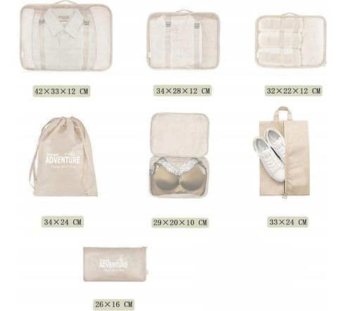 ORGANIZER PODRÓŻNY DO WALIZKI TORBY SZAFY ZESTAW 7 SZT UBRANIA I BUTY TEKAN na Arena.pl