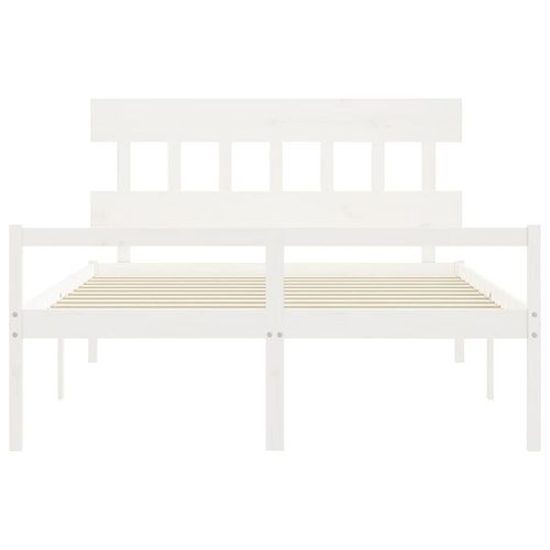 Łóżko dla seniora, z wezgłowiem, białe, 160x200 cm, lite drewno na Arena.pl