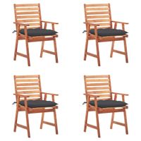 Krzesła ogrodowe z poduszkami, 4 szt., lite drewno akacjowe