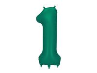 Balon foliowy cyfra 1 matowy butelkowy zielony, 86 cm