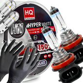 Żarówki H11 HQ Automotive +150% Więcej Światła Hyper White + W5W LED Clear