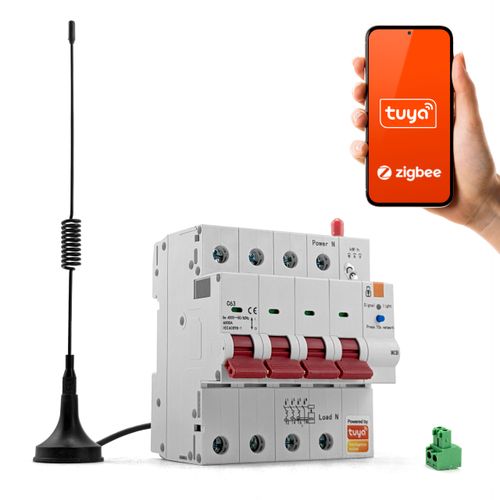 Bezpiecznik 3 Fazy Wyłącznik Zigbee 4P Tuya 63A 6KV Pomiar Energii Antena na Arena.pl
