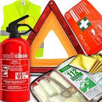 ZESTAW NA PRZEGLĄD GAŚNICA 1kG SAMOCHODOWA APTECZKA DIN TRÓJKAT KAMIZELKA