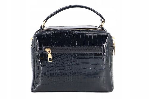 Torebka damska kuferek lakier elegancka wizytowa do ręki z paskiem CZARNA na Arena.pl