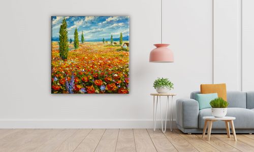 OBRAZ NA PŁÓTNIE 084 Pole maków 60x60cm na Arena.pl