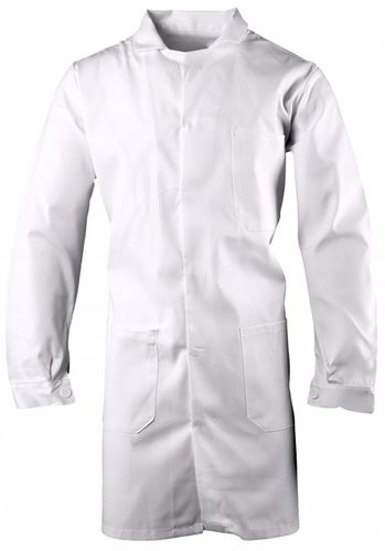 FARTUCH LABORATORYJNY MEDYCZNY męski BIAŁY kitel MOCNY zatrzaski napy BHP na Arena.pl