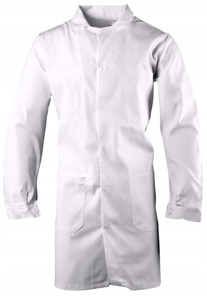 FARTUCH LABORATORYJNY MEDYCZNY męski BIAŁY kitel MOCNY zatrzaski napy BHP zdjęcie 3