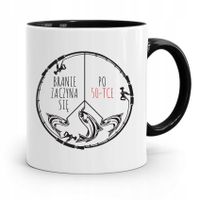 Kubek Czarny Dla Wędkarza Rybaka Branie Zaczyna Z Nadrukiem Ze Zdjęciem