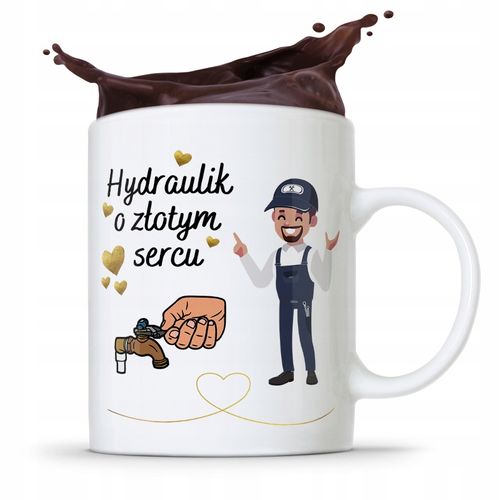 Kubek Prezent Dla Hydraulika O Złotym Sercu Z Nadrukiem Ze Zdjęciem na Arena.pl