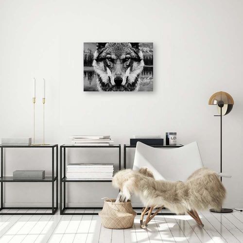 Deco Panel, Czarno - biały wilk 100x70 na Arena.pl